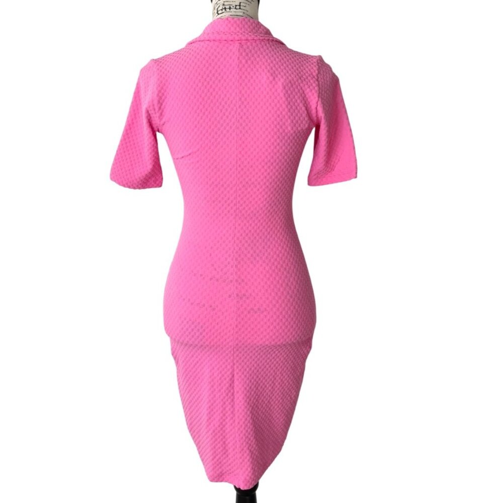 Luli Fama Size S Polo Dress Beach Fuzz Pink Deep-V Cover-Up Short Sleeve NEW - Picture 3 of 8